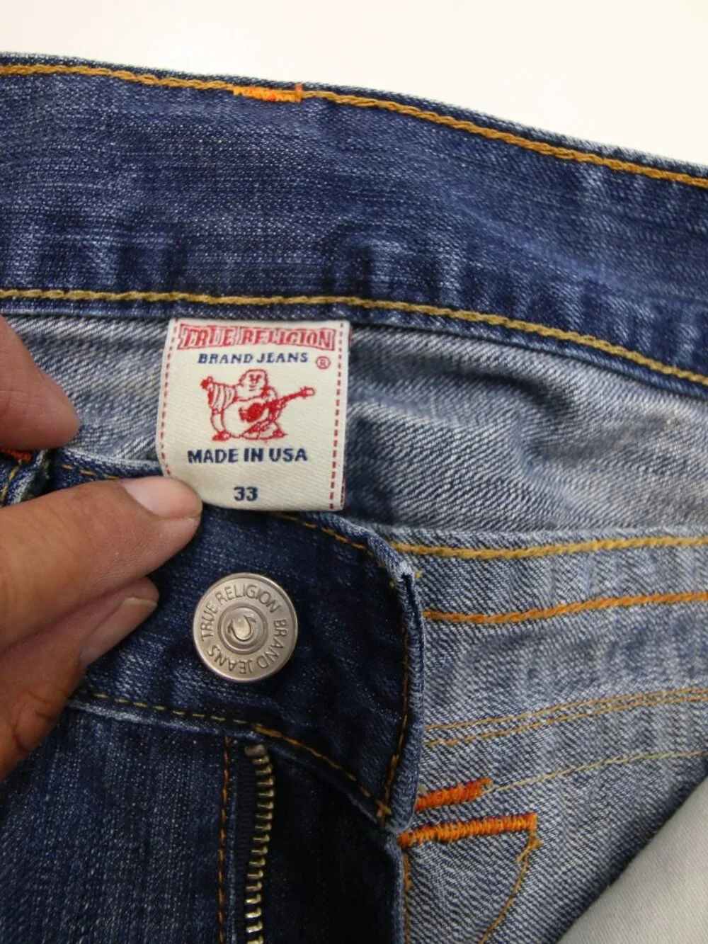 True Religion Ricky Flap Pocket Mens Blue Jeans 33 Made in USA